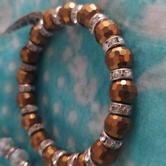 4 PC Crystal Beaded Faceted Rhinestone Stretch bracelets - Picture 4 of 11